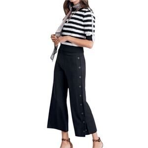 Cabi Snap Crop Black Button Side Pull On High Rise Crop Pants #5867 Size Small